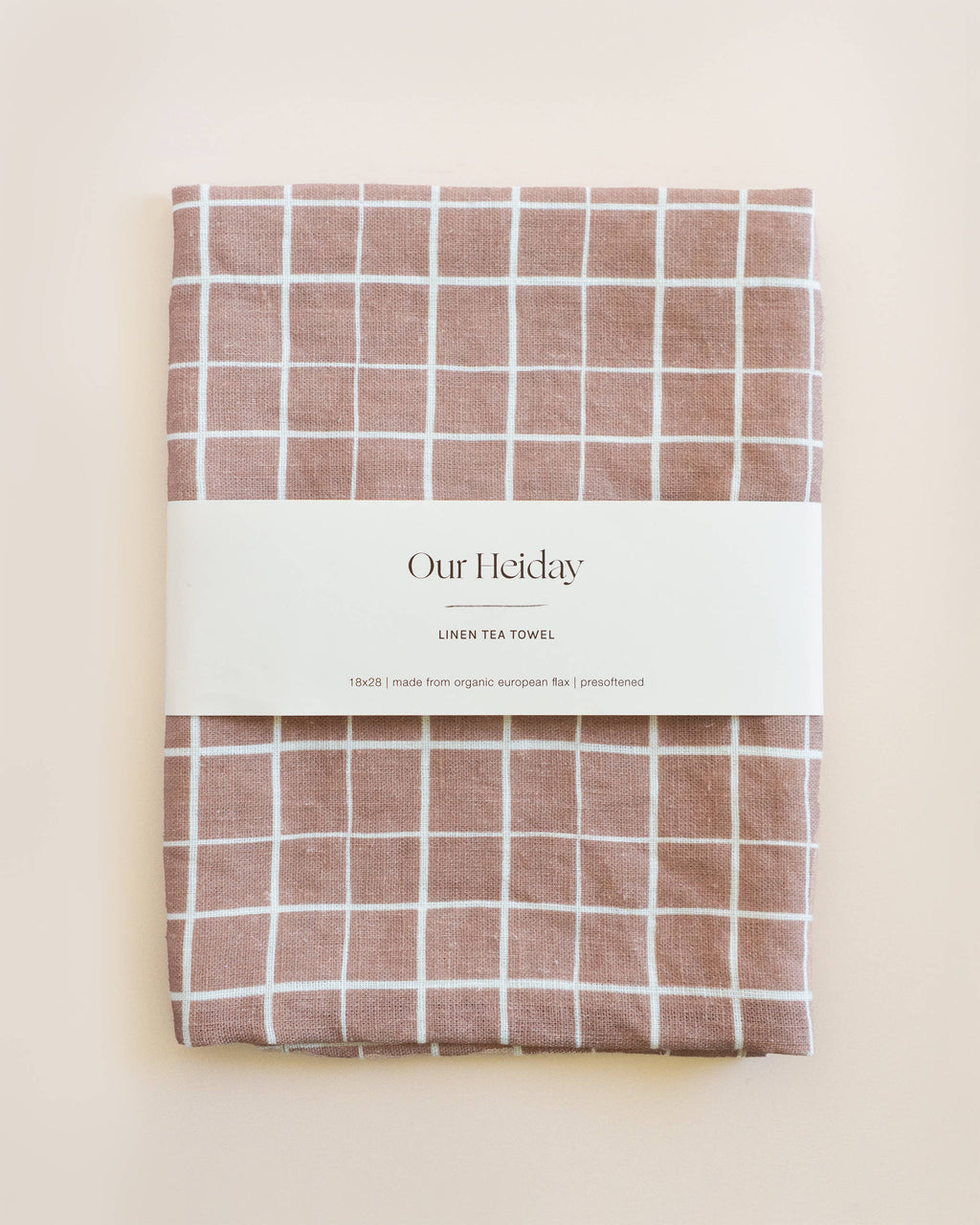 Loose Grid Mocha Linen Tea Towel