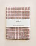 Loose Grid Mocha Linen Tea Towel